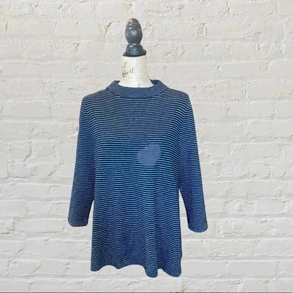 Loft Striped Mock Turtle Neck - Picture 1 of 4